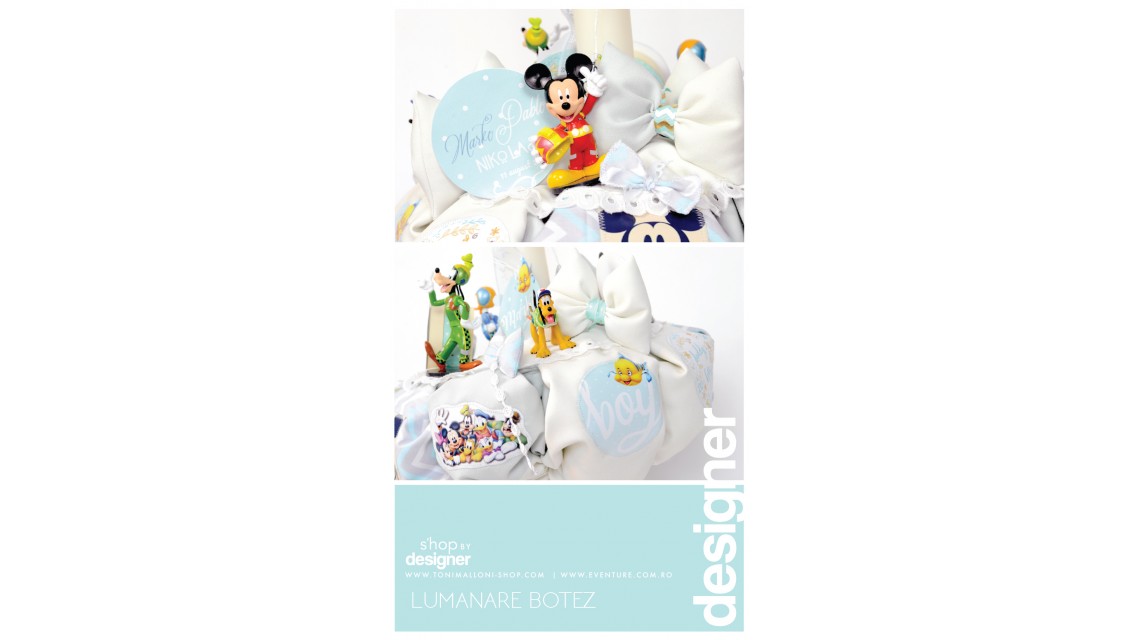 Lumanare de botez  pentru baieti cu personaje Disney, 65x4 cm, Chevron Party Mix 5